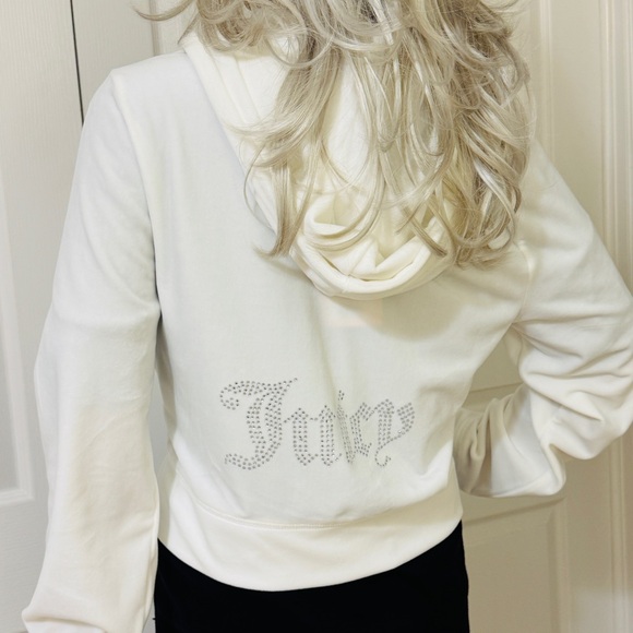 JUICY COUTURE NEW Velour Bling Hoodie White Women's Hoodie Jacket - Picture 14 of 14